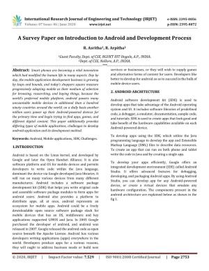 A Survey Paper on Introduction to Android and Development Process