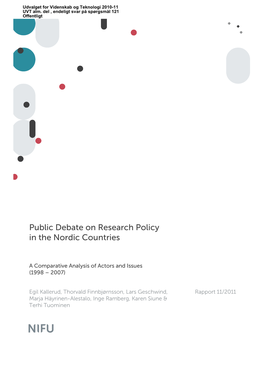 Public Debate on Research Policy in the Nordic Countries