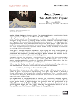 Joan Brown Press Release Copy