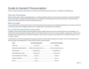 Guide to Sanskrit Pronunciation There Is an Audio Companion to This You Document, in Which Can Hear These Words Pronounced