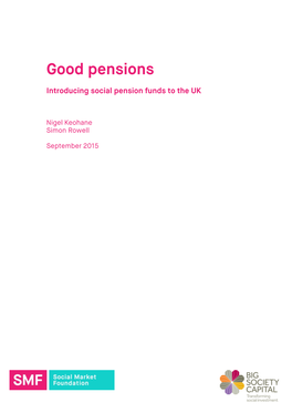 Good Pensions: Introducing Social Pension Funds to the UK