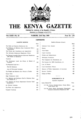 THE KENYA GAZETTE 23Rd M Ay 1969