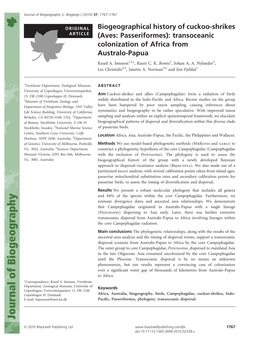 Aves: Passeriformes): Transoceanic Colonization of Africa from Australo-Papua Knud A