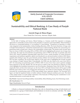 Sustainability and Ethical Banking: a Case Study of Punjab National Bank