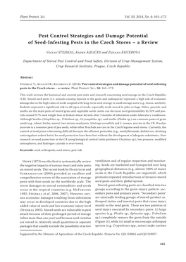 Pest Control Strategies and Damage Potential of Seed-Infesting Pests in the Czech Stores – a Review