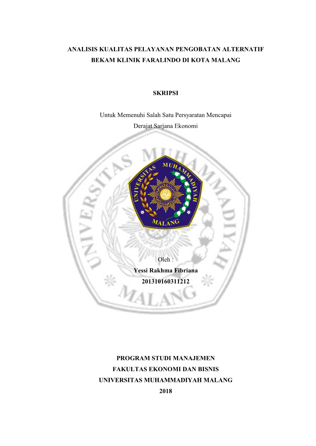 I ANALISIS KUALITAS PELAYANAN PENGOBATAN ALTERNATIF