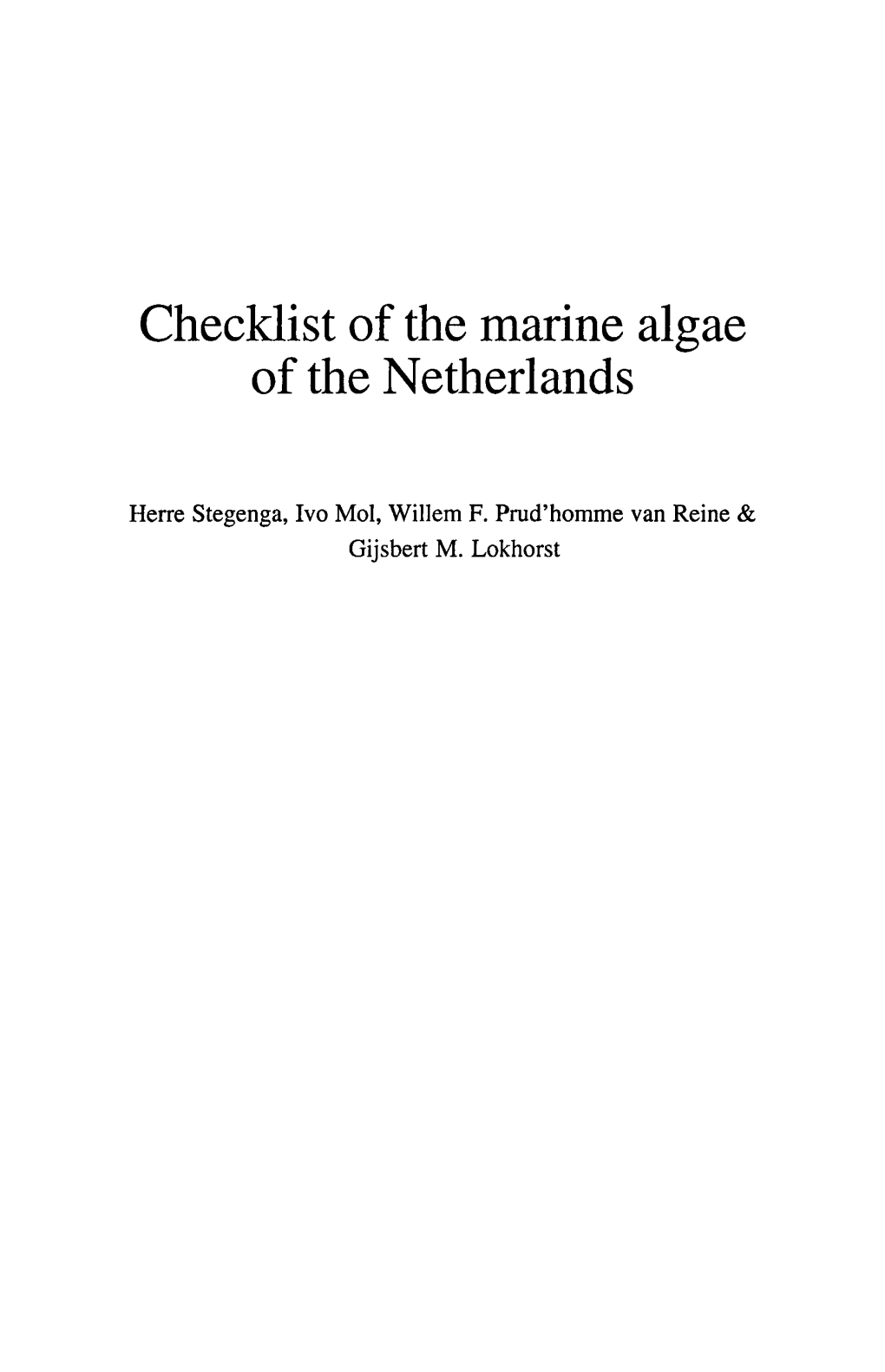 Checklist of the Marine of the Netherlands