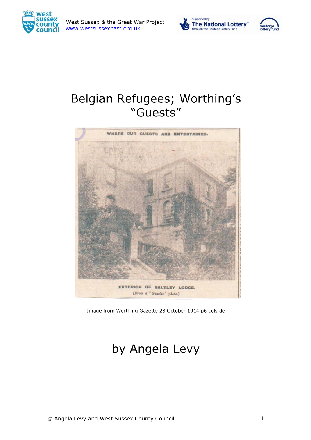 Belgian Refugees; Worthing's