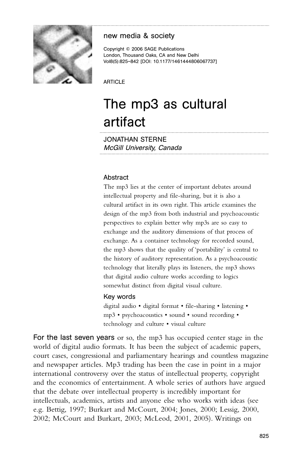 The Mp3 As Cultural Artifact