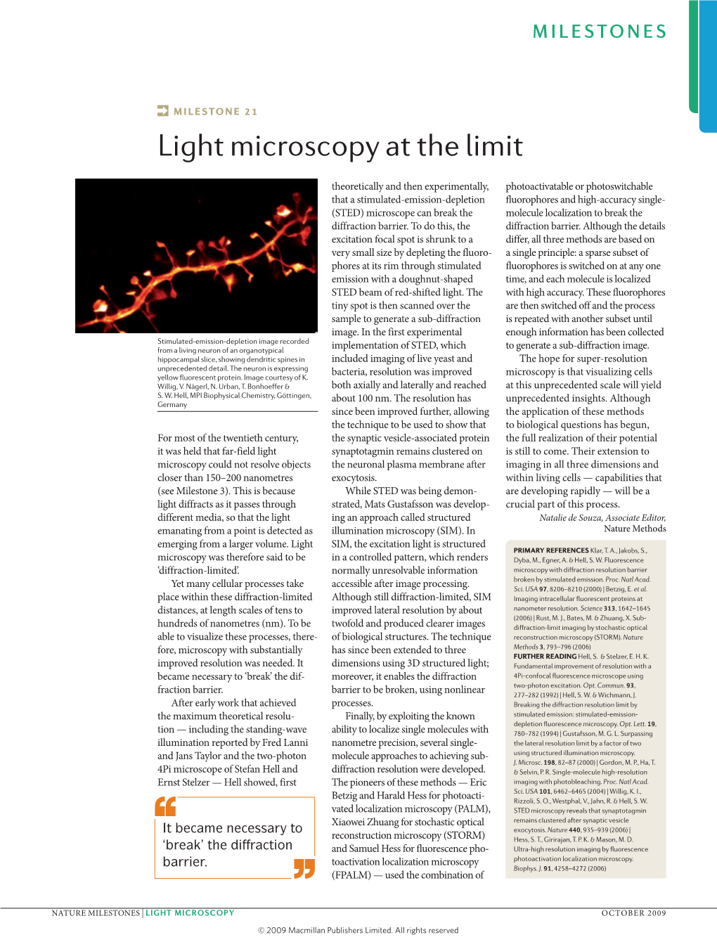 Milestone 21: Light Microscopy at the Limit