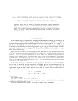 On a Step Method and a Propagation of Discontinuity