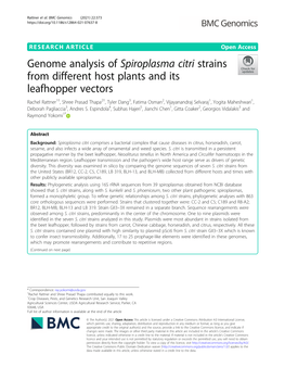 Genome Analysis of Spiroplasma Citri Strains from Different Host Plants