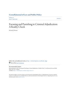 Excusing and Punishing in Criminal Adjudication: a Reality Check Richard J