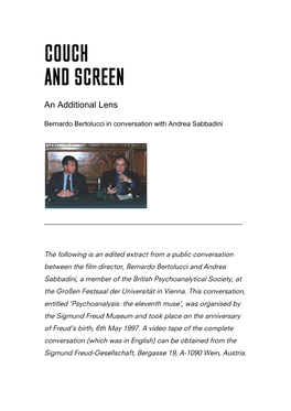 An Additional Lens – Bernardo Bertolucci in Conversation With