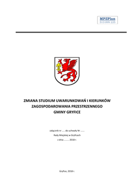 Zmiana Studium Uwarunkowań I Kierunków Zagospodarowania Przestrzennego Gminy Gryfice