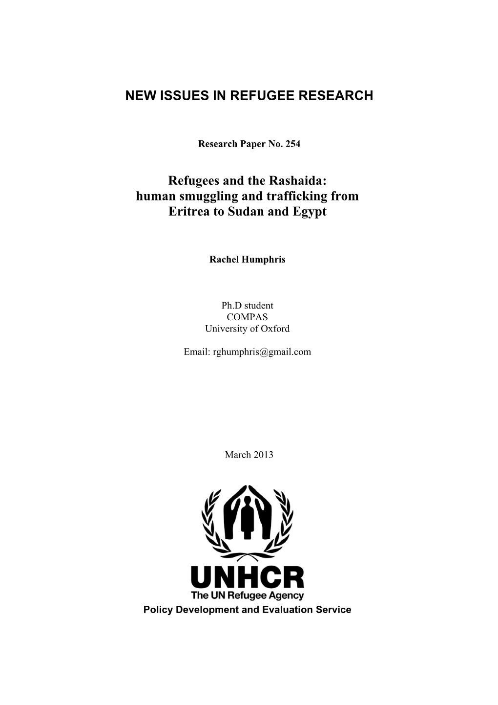 New Issues in Refugee Research