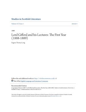 Lord Gifford and His Lectures: the Irsf T Year (1888-1889) Eugene Thomas Long