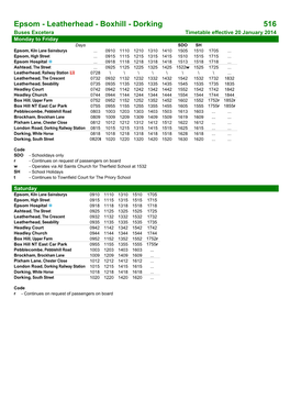 Surrey County Council A4 Portrait Timetable