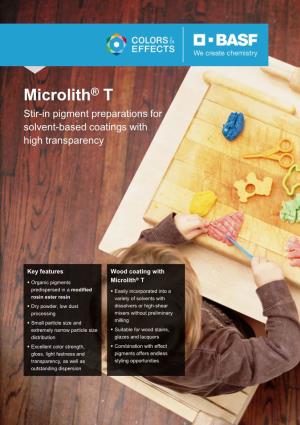 Microlith® T Stir-In Pigment Preparations for Solvent-Based Coatings with High Transparency
