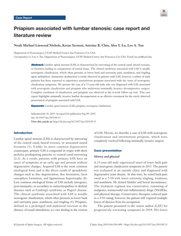 Priapism Associated with Lumbar Stenosis: Case Report and Literature Review