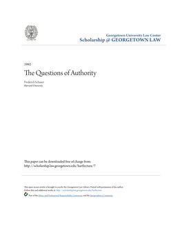 The Questions of Authority Frederick Schauer Harvard University