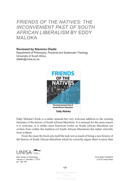 Friends of the Natives: the Inconvenient Past of South African Liberalism by Eddy Maloka