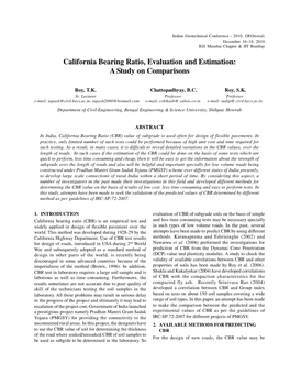 California Bearing Ratio, Evaluation and Estimation: a Study on Comparisons