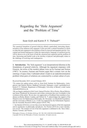 'Hole Argument' And