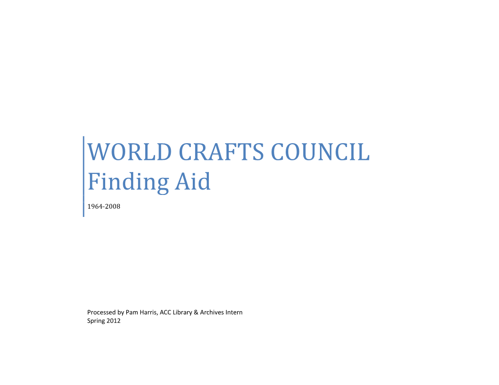 WORLD CRAFTS COUNCIL Finding Aid