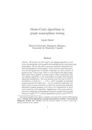 Monte-Carlo Algorithms in Graph Isomorphism Testing