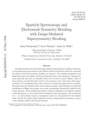 Sparticle Spectroscopy and Electroweak Symmetry Breaking