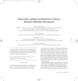 Shipwrecks, Ascidians and Modiolarca Subpicta (Bivalvia, Mytilidae, Musculinae)
