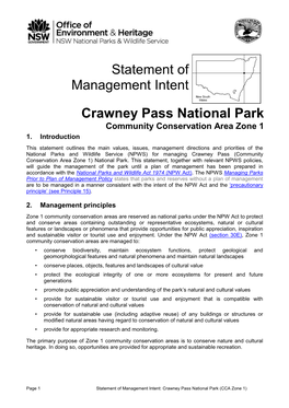 Crawney Pass National Park Community Conservation Area Zone 1 1