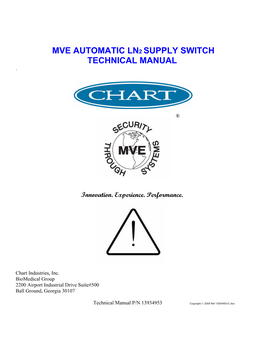 Mve Automatic Ln2 Supply Switch Technical Manual