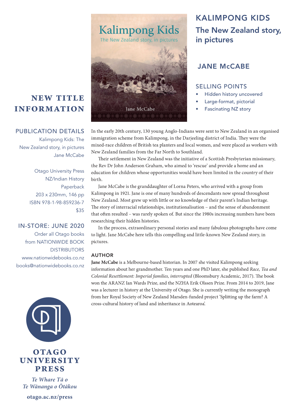 New Title Information Otago University Press