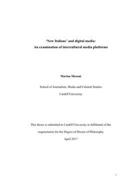 New Italians’ and Digital Media: an Examination of Intercultural Media Platforms
