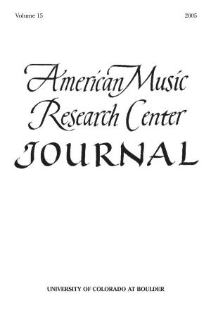 American Music Research Center Journal