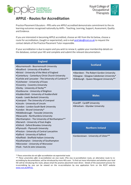 APPLE - Routes for Accreditation