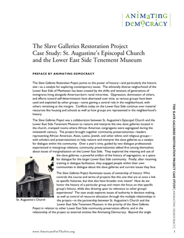 The Slave Galleries Restoration Project Case Study: St. Augustine's