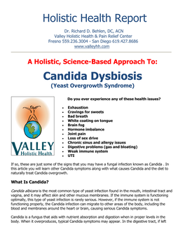 Candida Dysbiosis (Yeast Overgrowth Syndrome)