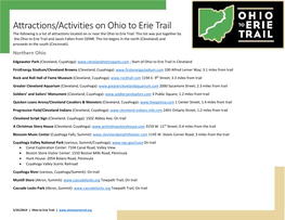 Attractions/Activities on Ohio to Erie Trail the Following Is a List of Attractions Located on Or Near the Ohio to Erie Trail