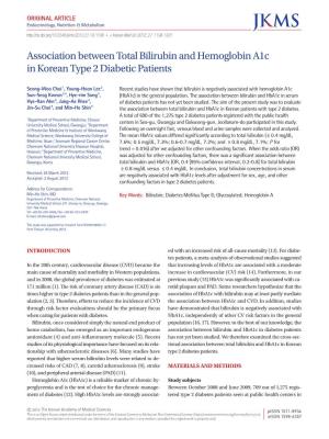 Association Between Total Bilirubin and Hemoglobin A1c in Korean Type 2 Diabetic Patients