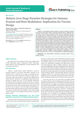 Malaria Liver Stage Parasites Strategies for Immune Evasion and Host Modulation: Implication for Vaccine Design