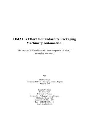 OMAC's Effort to Standardize Packaging Machinery Automation