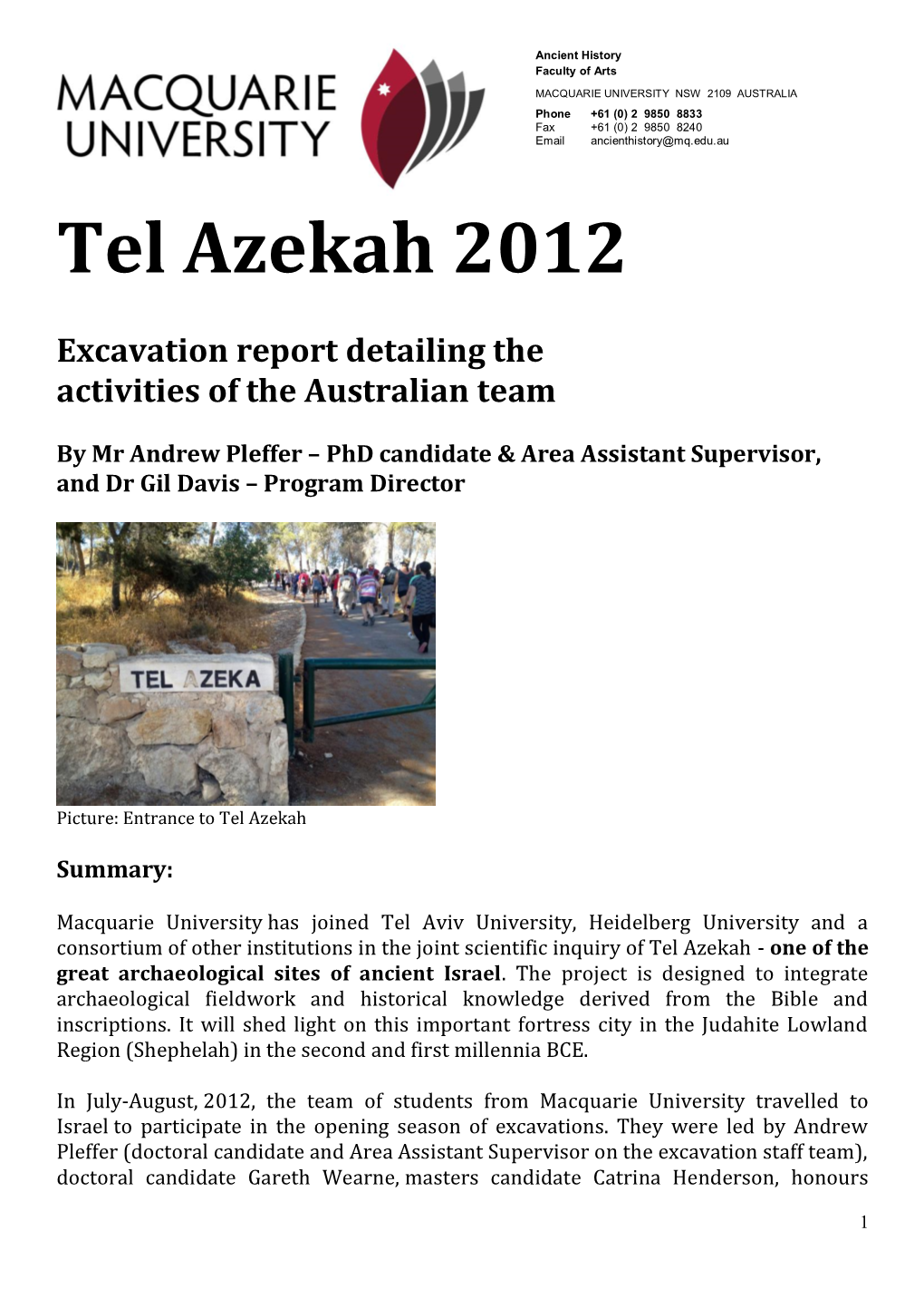 Tel Azekah 2012
