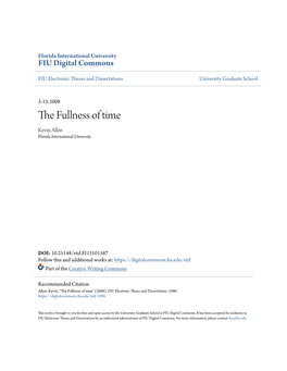 The Fullness of Time