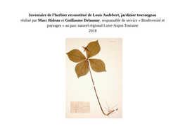 Inventaire De L'herbier Reconstitué De Louis