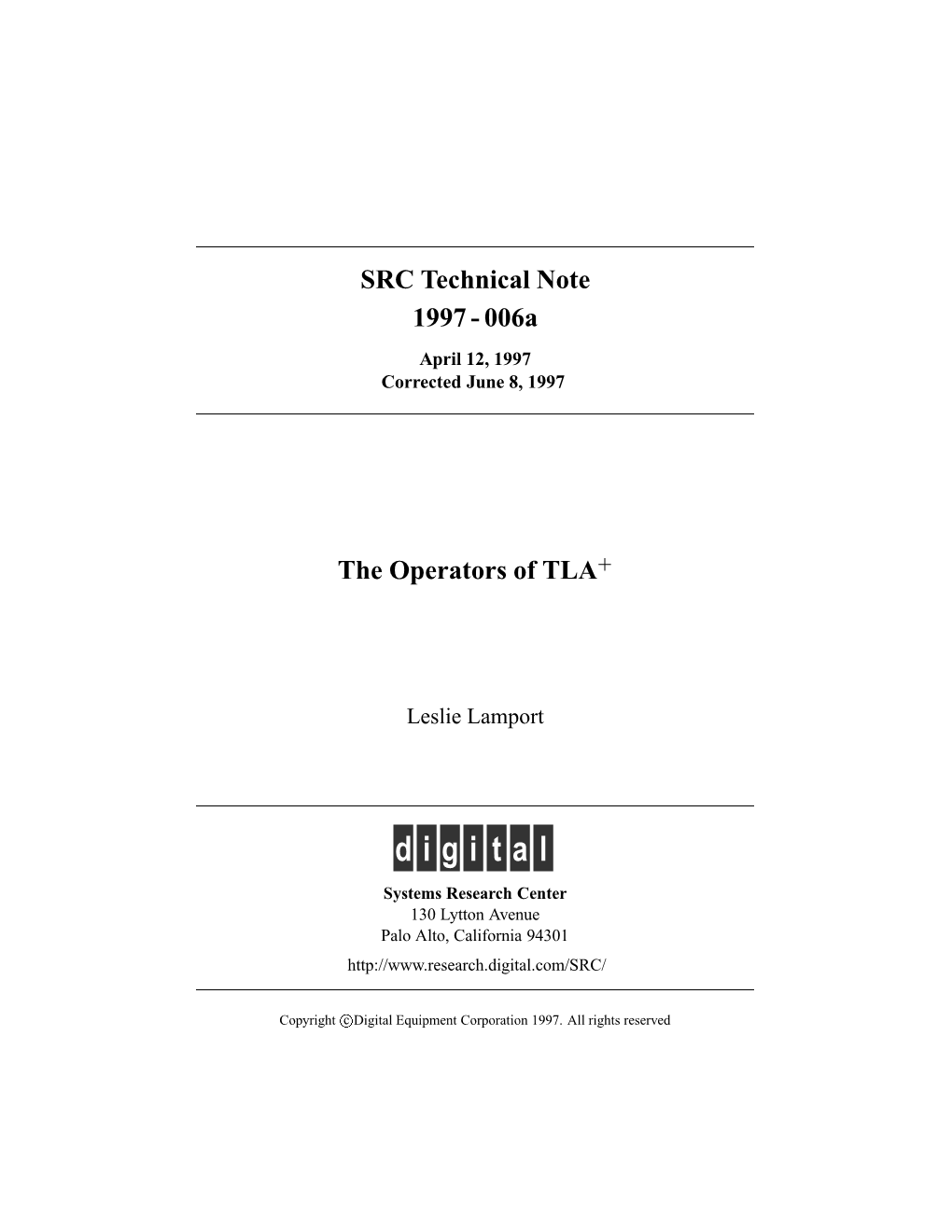 The Operators of TLA+