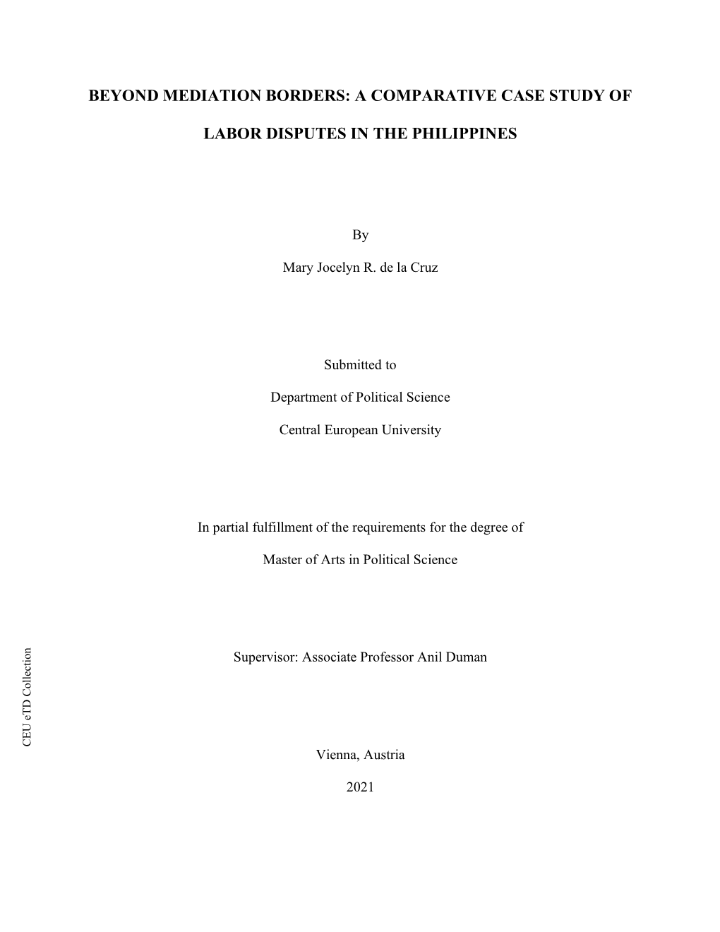 A Comparative Case Study of Labor Disputes in the Philippines