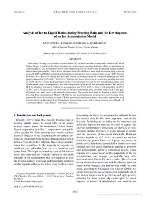 Analysis of Ice-To-Liquid Ratios During Freezing Rain and the Development of an Ice Accumulation Model